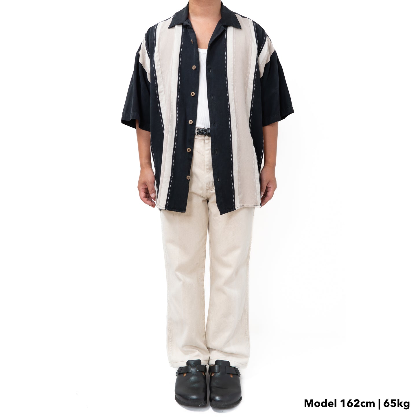 レトロストライプ柄 半袖シャツ