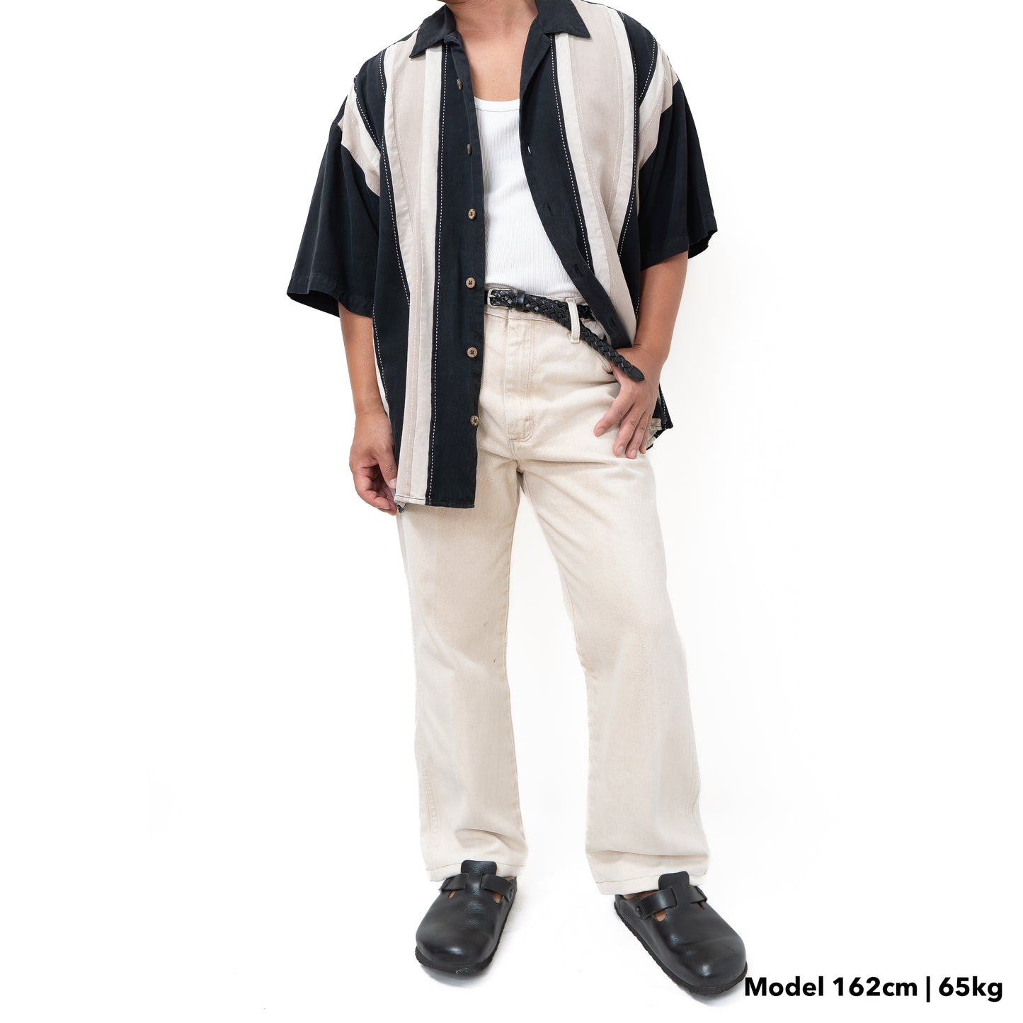 レトロストライプ柄 半袖シャツ