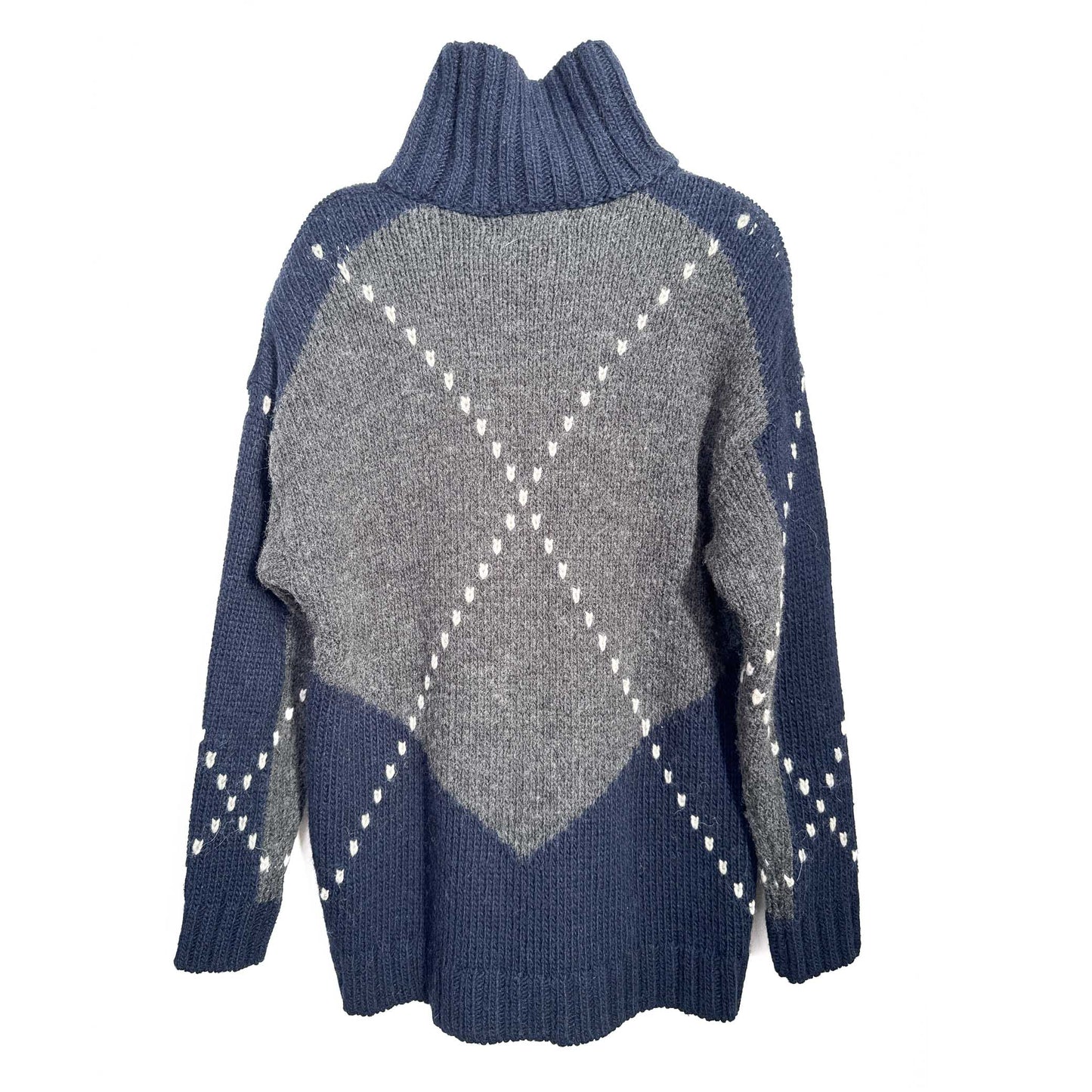 大判アーガイル タートルネック ニット