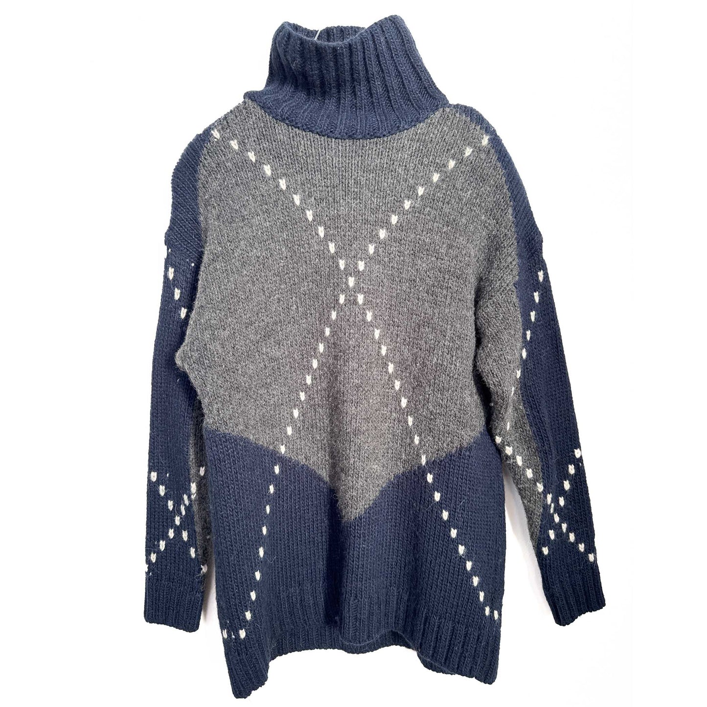 大判アーガイル タートルネック ニット