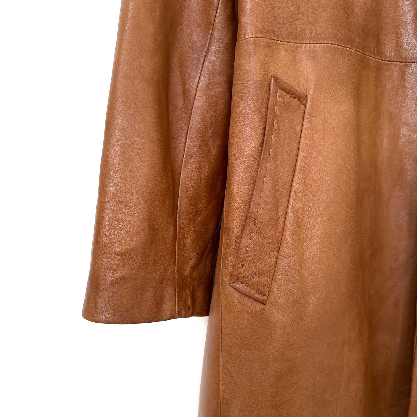 キャメルカラー シープスキン レザーコート