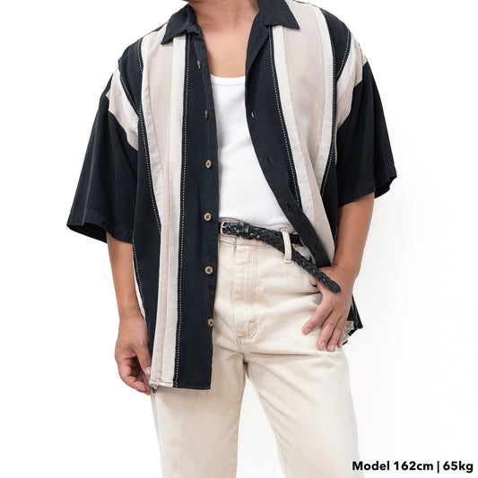 レトロストライプ柄 半袖シャツ